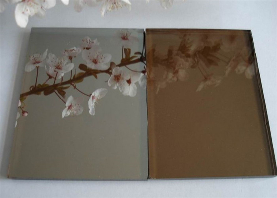 Flat / Curve Shape Solar Reflective Glass , 3mm - 12mm Thickness Brown Reflective Glass