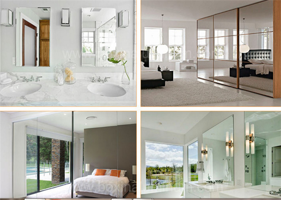 Flat Shape Double Sided Mirror Glass 1.8mm - 19mm Thickness For Bathroom