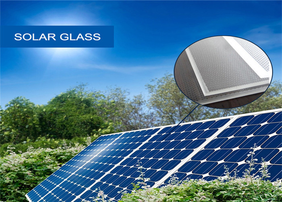 Patterned Solar Panel Glass / Low Iron Tempered Glass For Solar Panels CE Approved