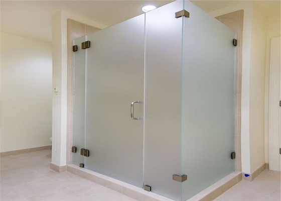 Decorative Acid Etched Frosted Glass Sheets For Stair Railing / Shower Rooms